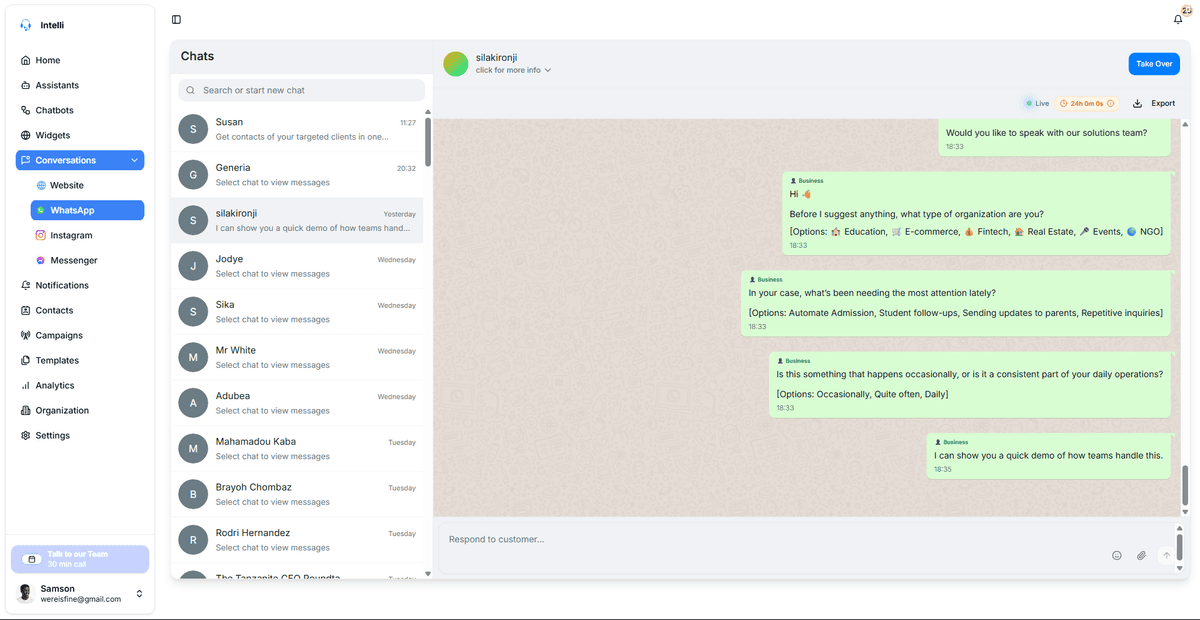 WhatsApp inbox